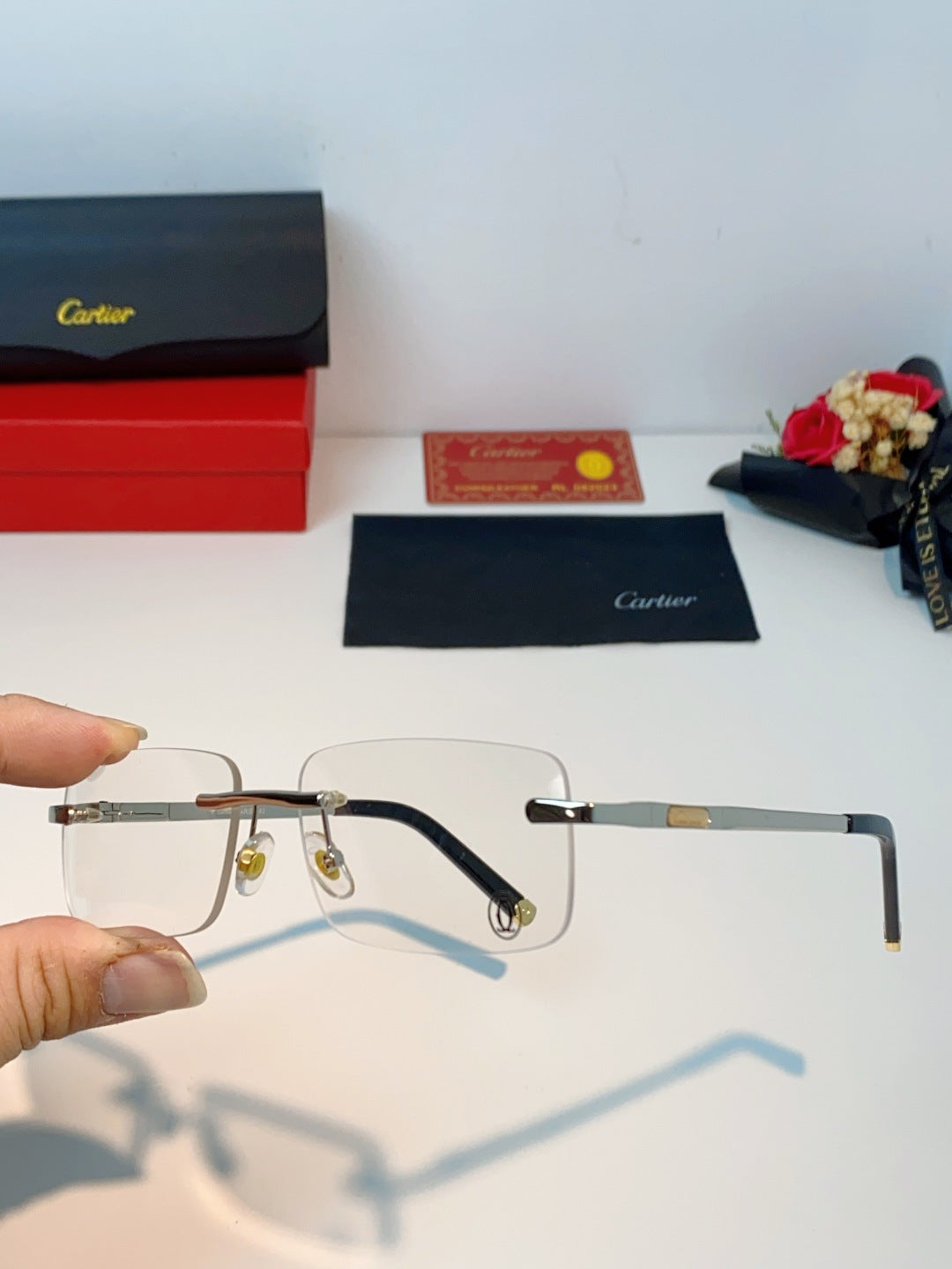 Cartier Lightweight Rimless Silver Lens Sunglasses for Men & Women - 415953 - detail image 6