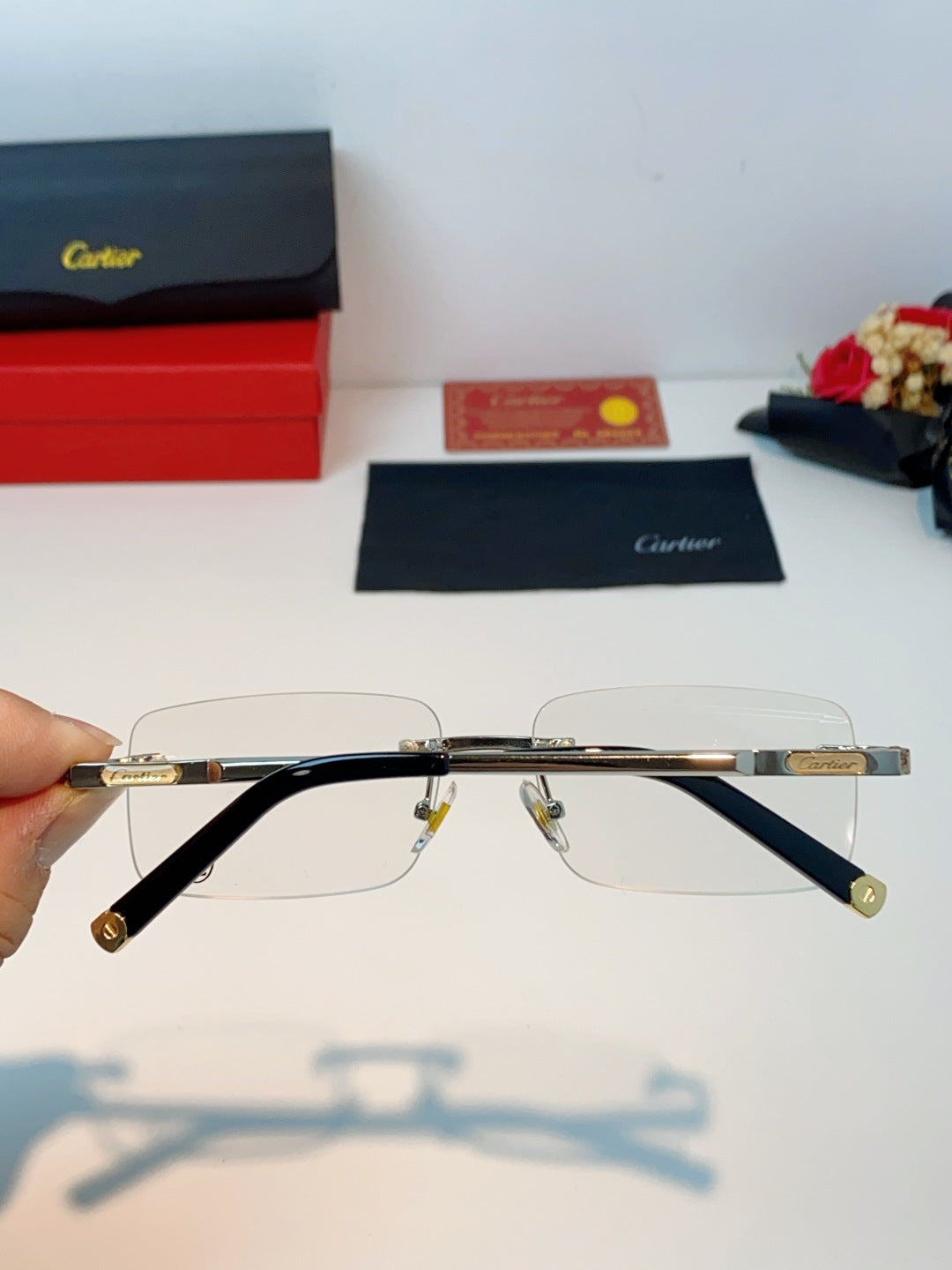 Cartier Lightweight Rimless Silver Lens Sunglasses for Men & Women - 465914 - detail image 5