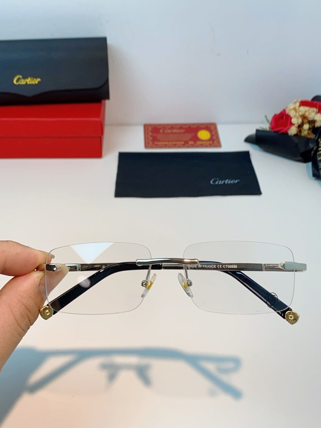 Cartier Lightweight Rimless Silver Lens Sunglasses for Men & Women - 415953 - detail image 4