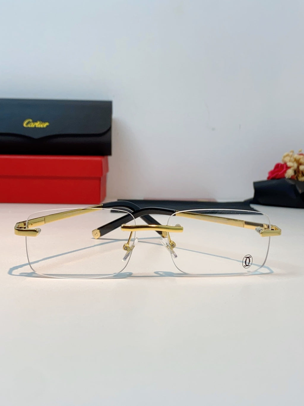 Cartier Lightweight Rimless Red Lens Sunglasses for Men & Women - 415954 - detail image 2