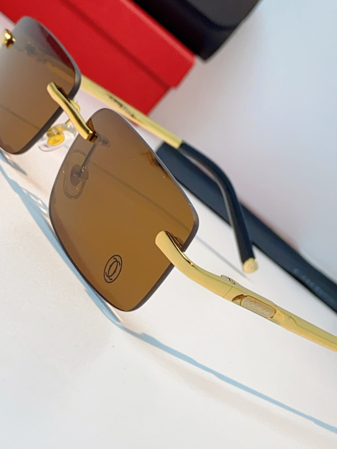 Cartier Lightweight Rimless Brown Lens Sunglasses for Men & Women - 465915 - detail image 7