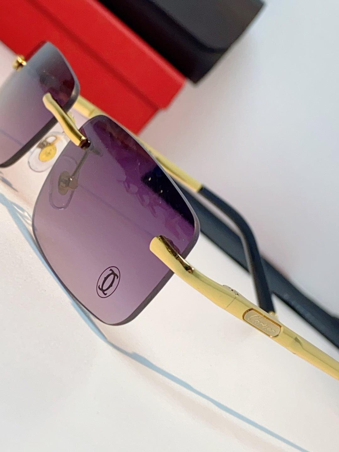 Cartier Lightweight Rimless Purple Lens Sunglasses for Men & Women - 415956 - detail image 7