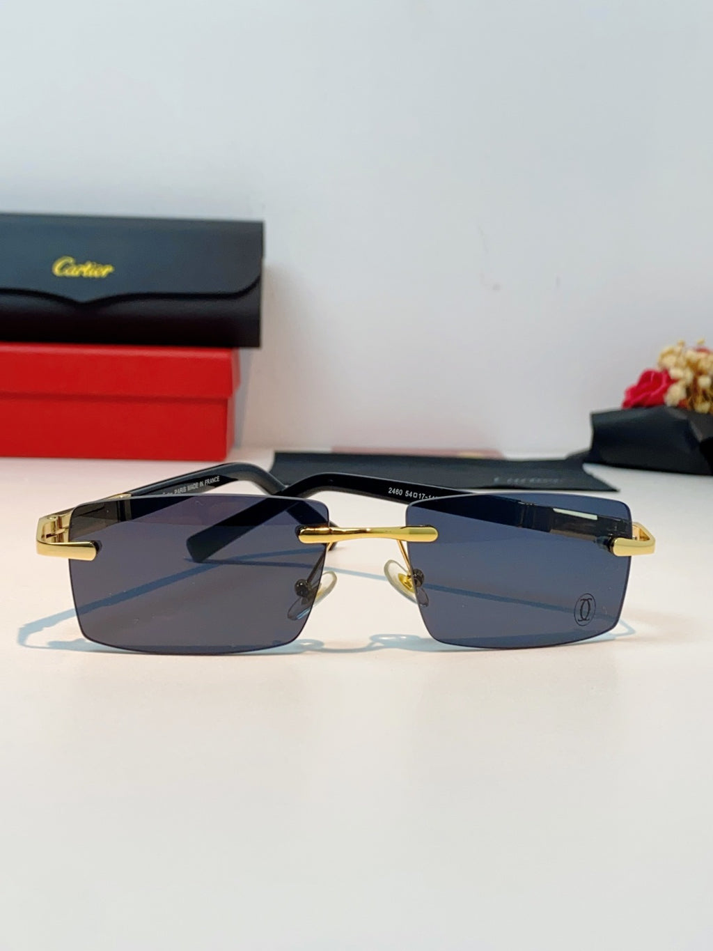 Cartier Lightweight Rimless Black Lens Sunglasses for Men & Women - 465748 - detail image 2