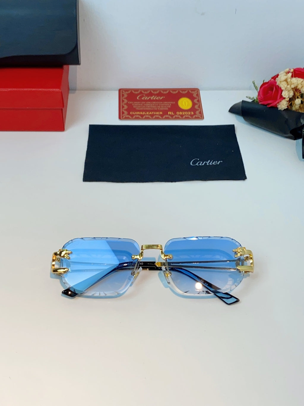 Cartier Square Blue Lens Sunglasses for Men & Women - 465753 - detail image 9