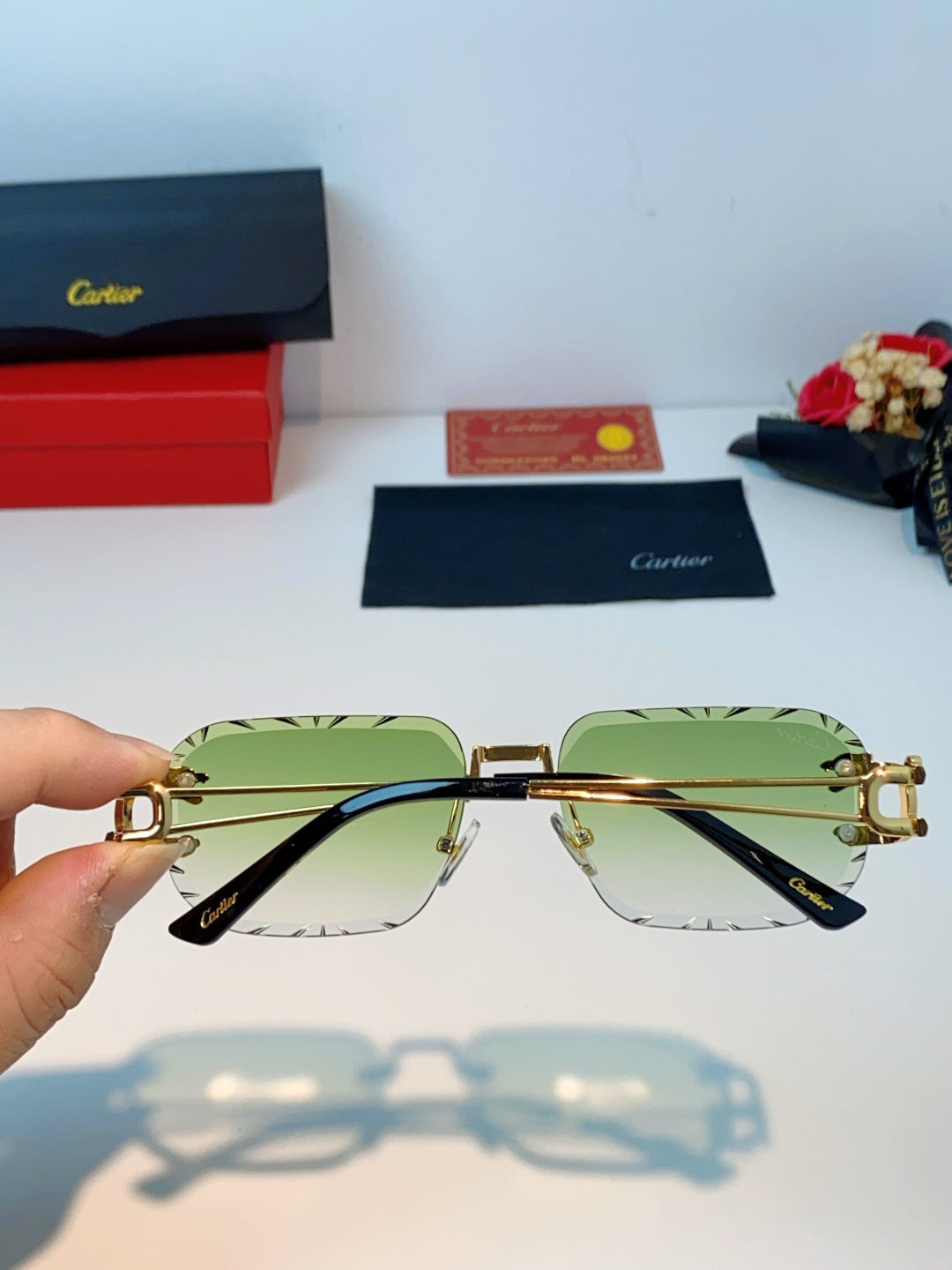 Cartier Square Gold Lens Sunglasses for Men & Women - detail image 5
