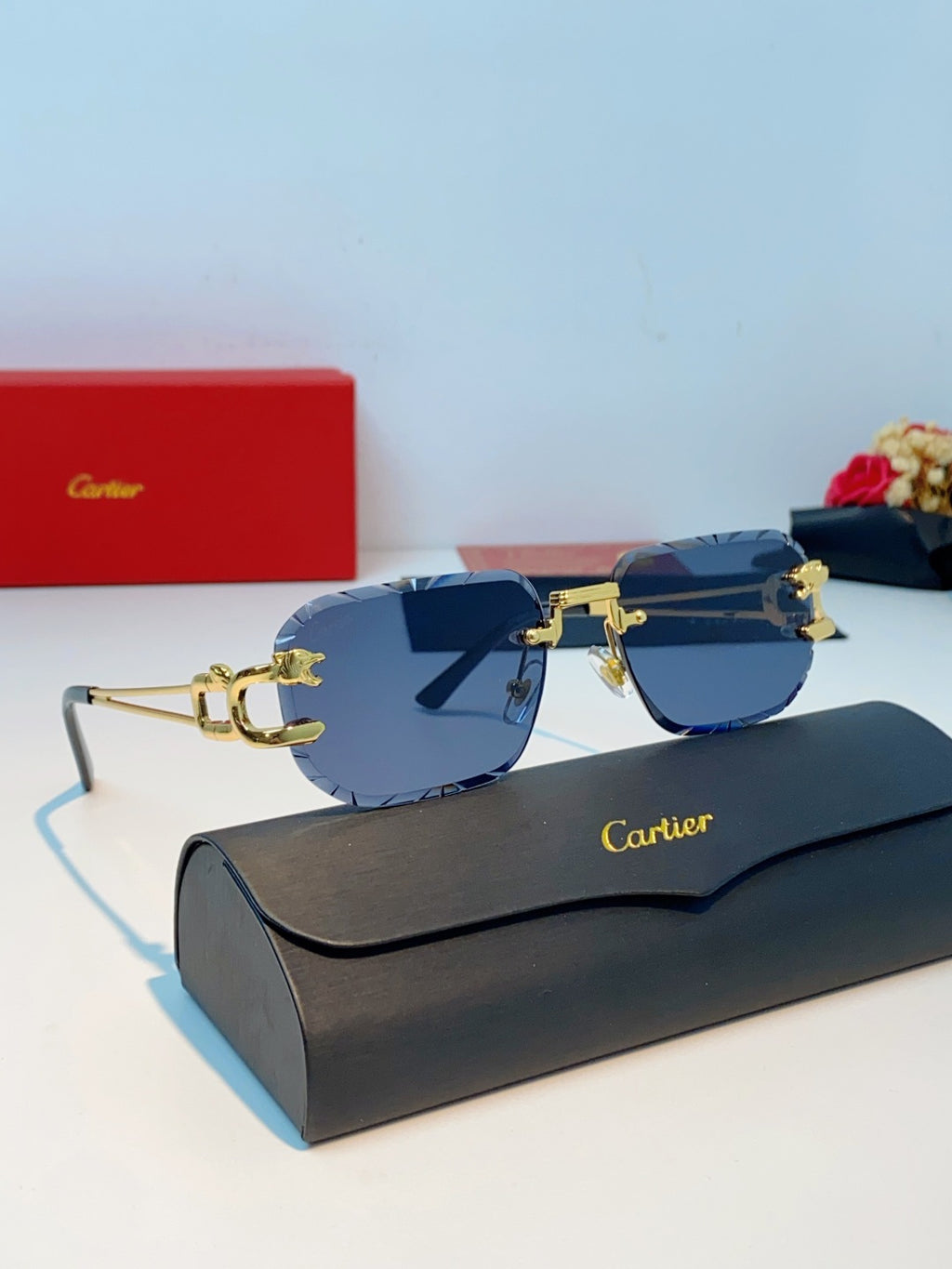 Cartier Square Blue Lens Sunglasses for Men & Women - 465758 - detail image 9