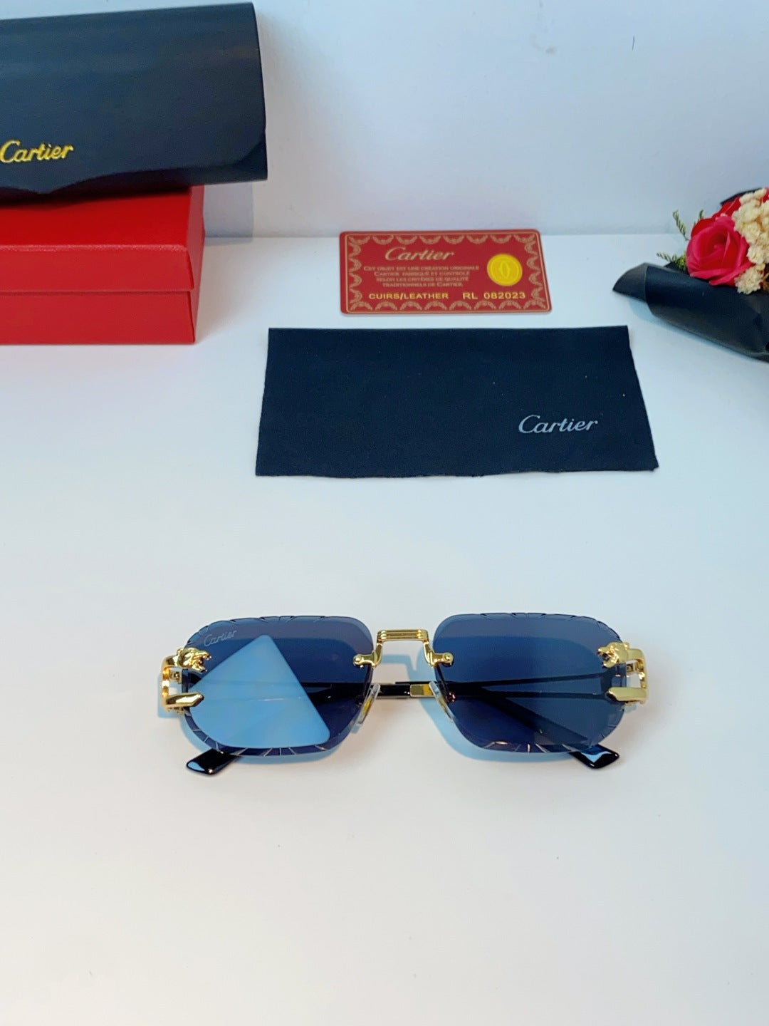 Cartier Square Blue Lens Sunglasses for Men & Women - 465758 - detail image 8