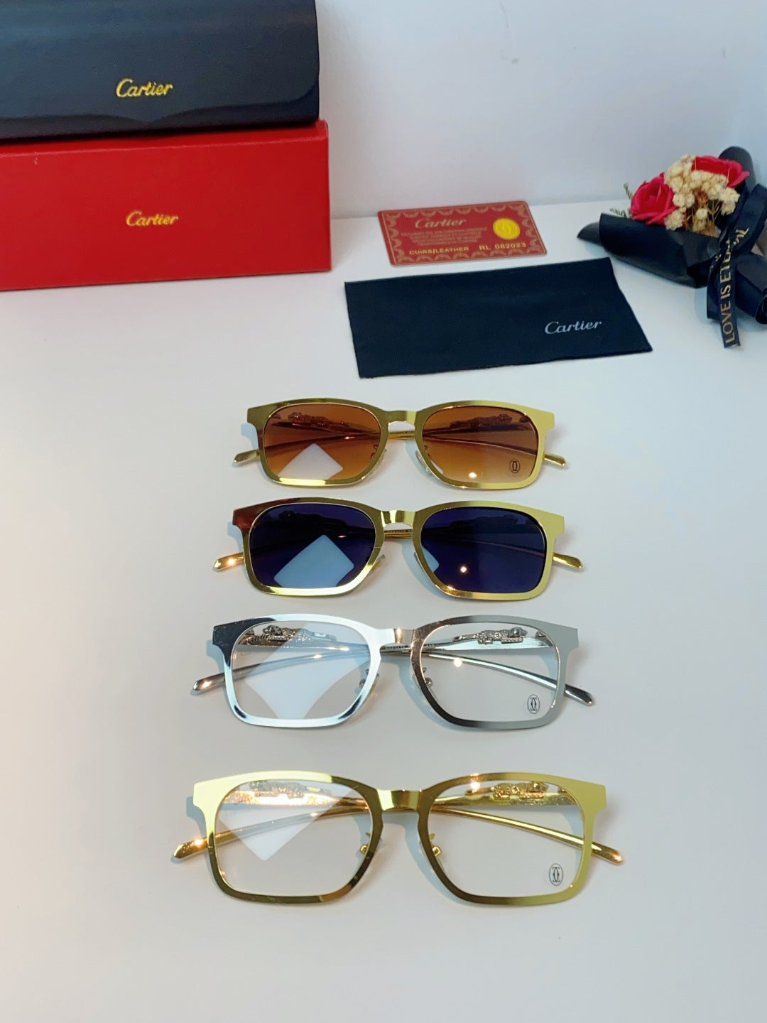 Cartier Blue-Light Square Brown Lens Sunglasses for Men & Women - detail image 13