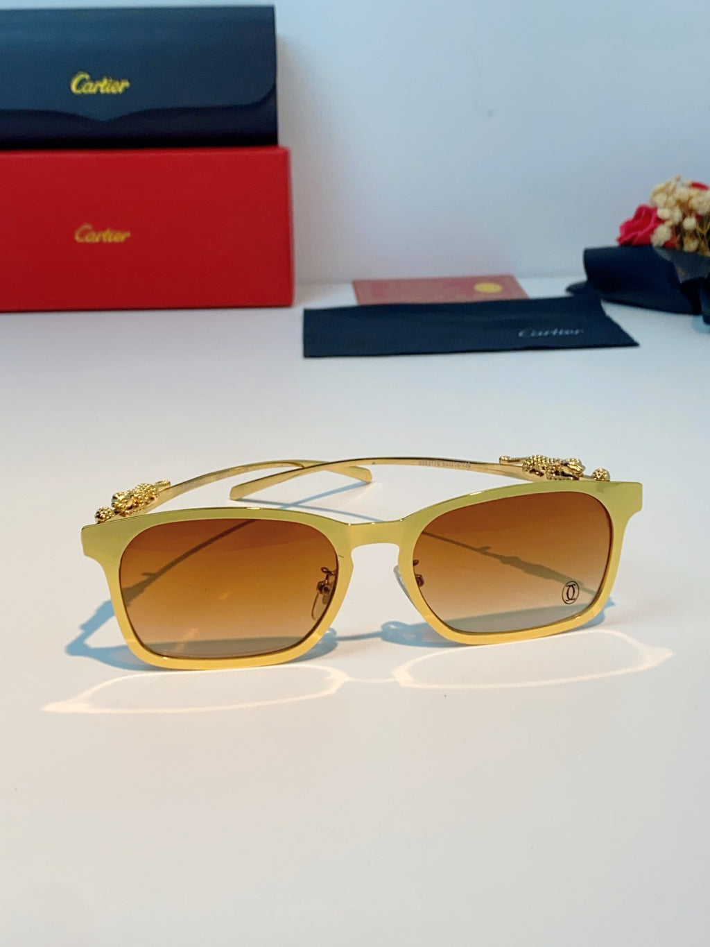 Cartier Blue-Light Square Orange Lens Sunglasses for Men & Women - 493660 - detail image 2