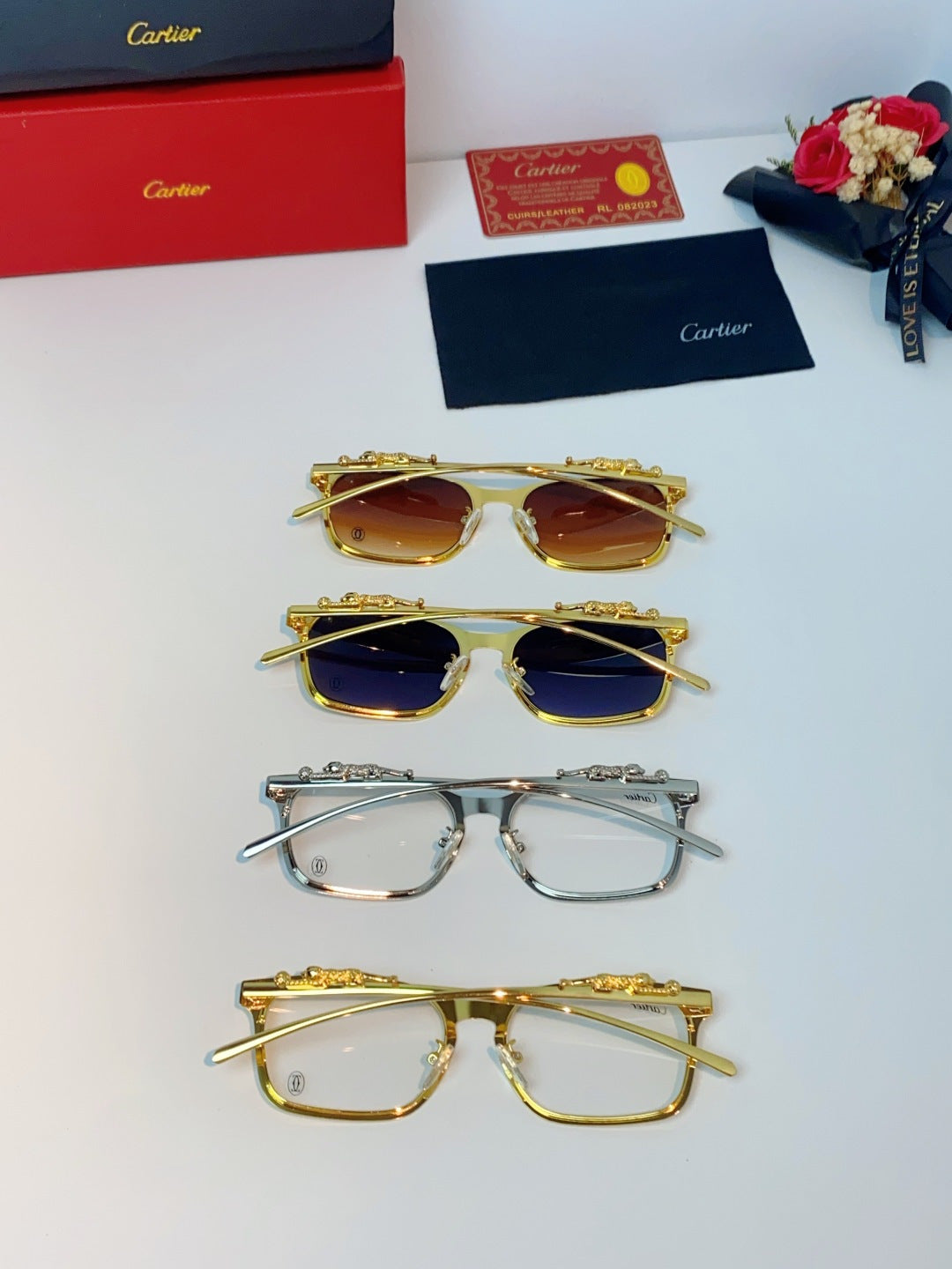 Cartier Blue-Light Square Orange Lens Sunglasses for Men & Women - detail image 12