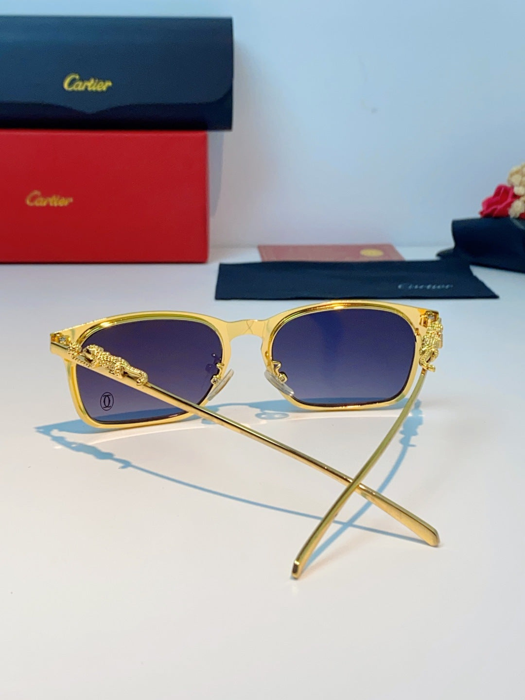 Cartier Blue-Light Square Brown Lens Sunglasses for Men & Women - detail image 3