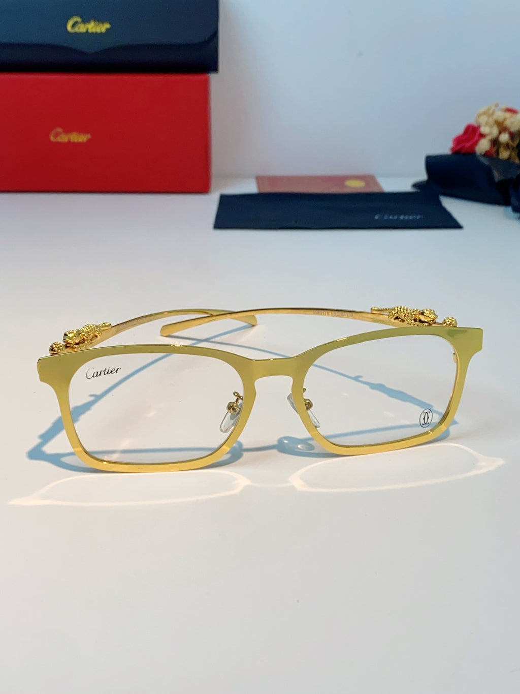 Cartier Blue-Light Square Orange Lens Sunglasses for Men & Women - detail image 2