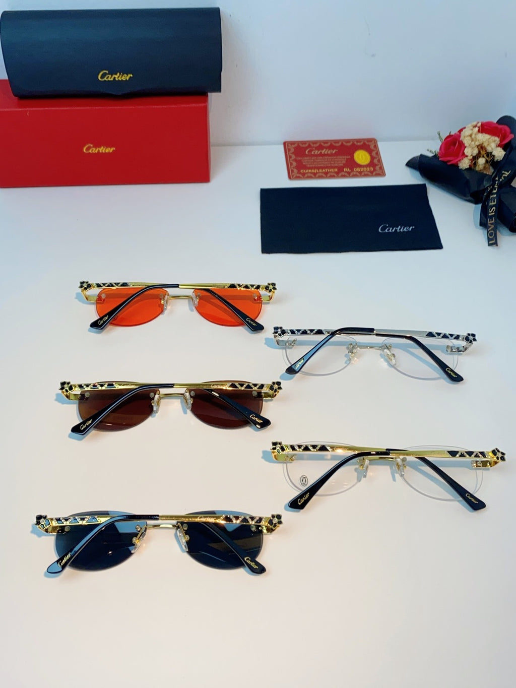 Cartier Lightweight Rimless Orange Lens Sunglasses for Men & Women - detail image 11