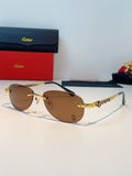 Cartier Lightweight Rimless Brown Lens Sunglasses for Men & Women