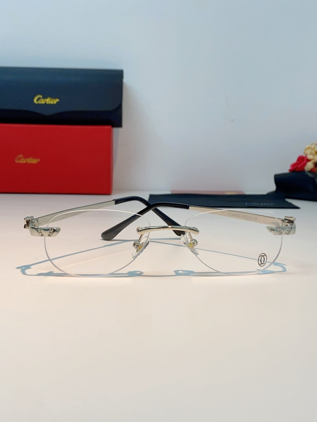 Cartier Lightweight Rimless Silver Lens Sunglasses for Men & Women - detail image 2