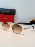 Cartier Metal Oval Orange Lens Sunglasses for Men & Women