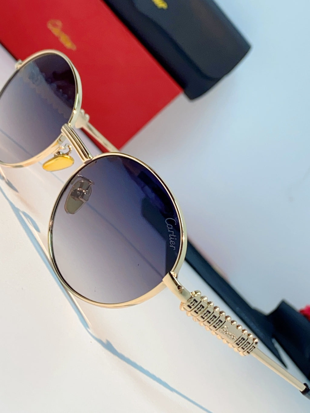 Cartier Metal Oval Brown Lens Sunglasses for Men & Women - detail image 7
