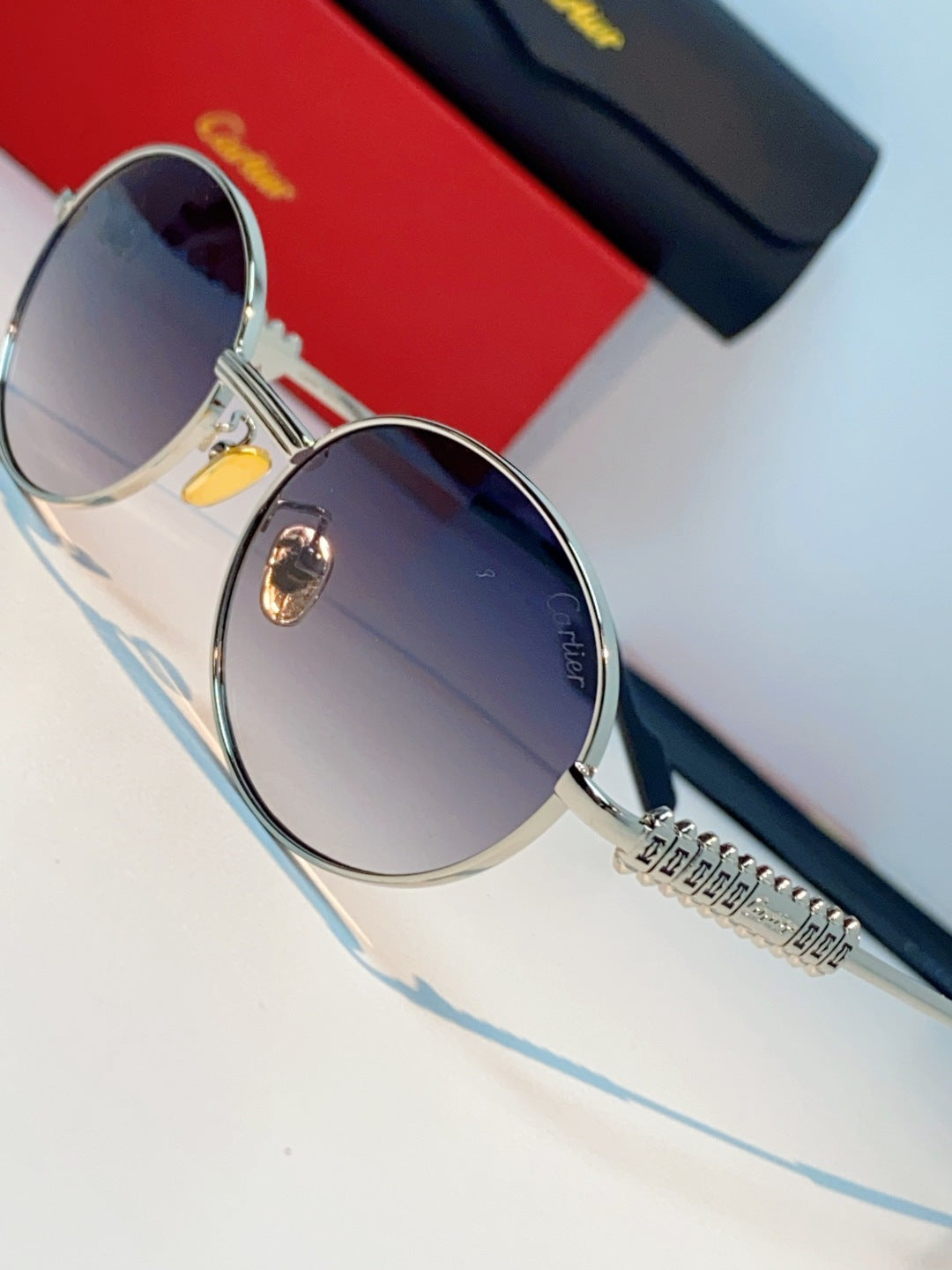 Cartier Metal Oval Silver Lens Sunglasses for Men & Women - detail image 7