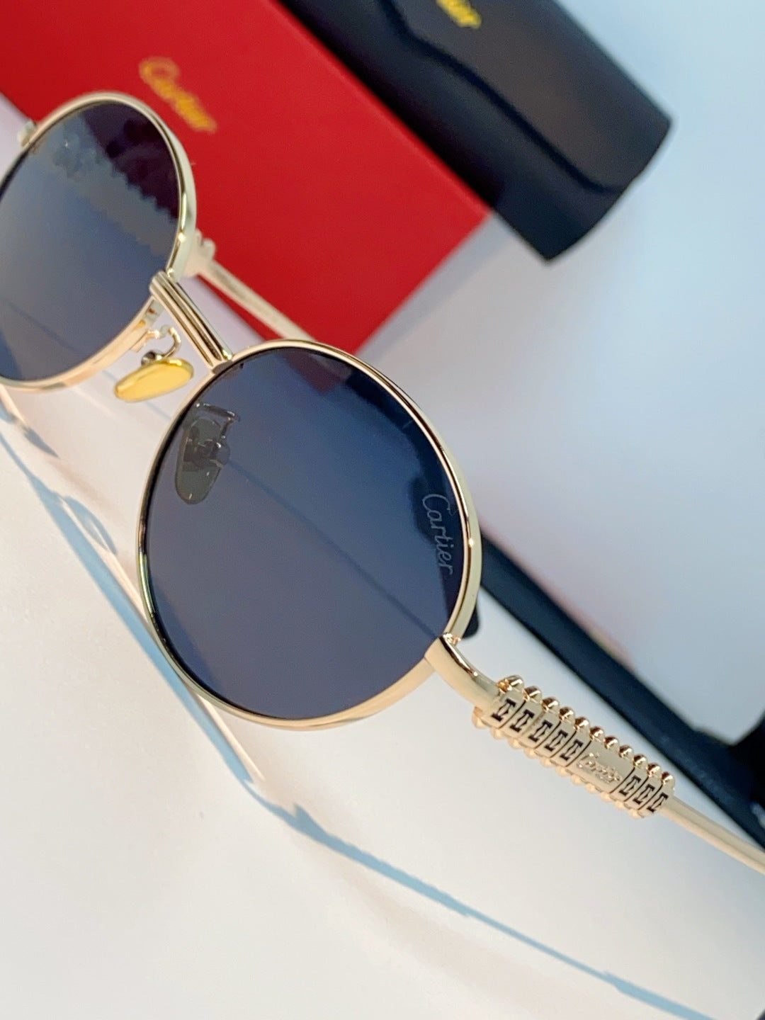 Cartier Metal Oval Black Lens Sunglasses for Men & Women - detail image 7