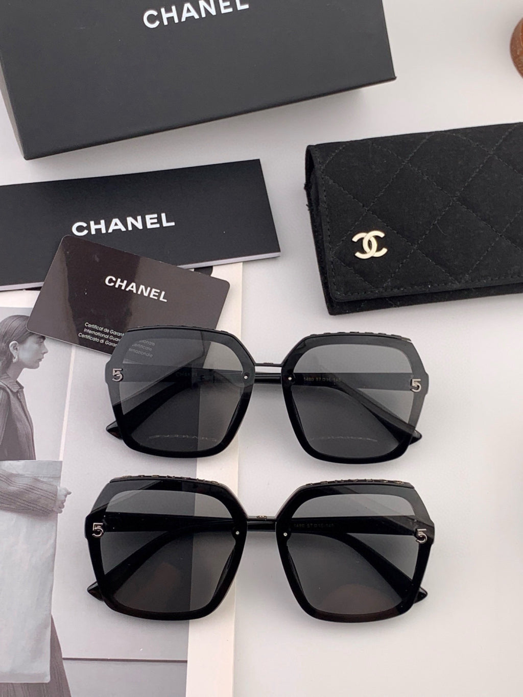 Chanel CH0148 Oversized Black Lens Sunglasses for Men & Women - detail image 7