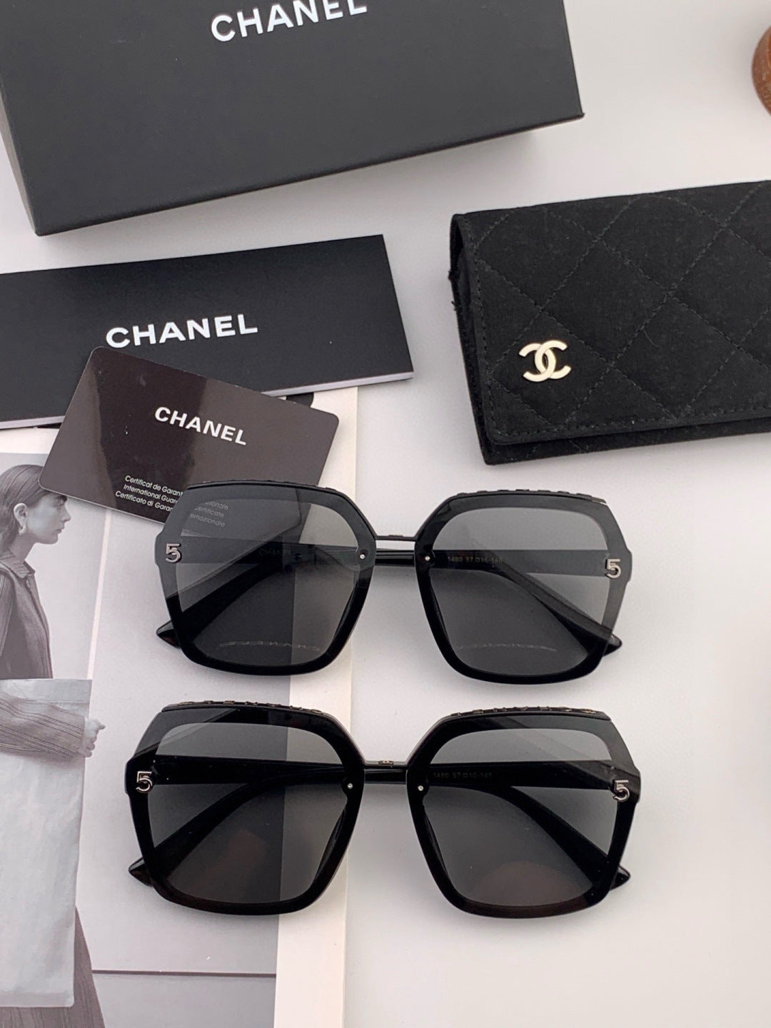 Chanel CH0148 Oversized Black Lens Sunglasses for Men & Women - detail image 7