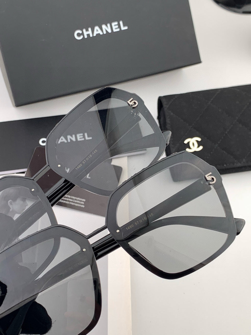 Chanel CH0148 Oversized Black Lens Sunglasses for Men & Women - detail image 4
