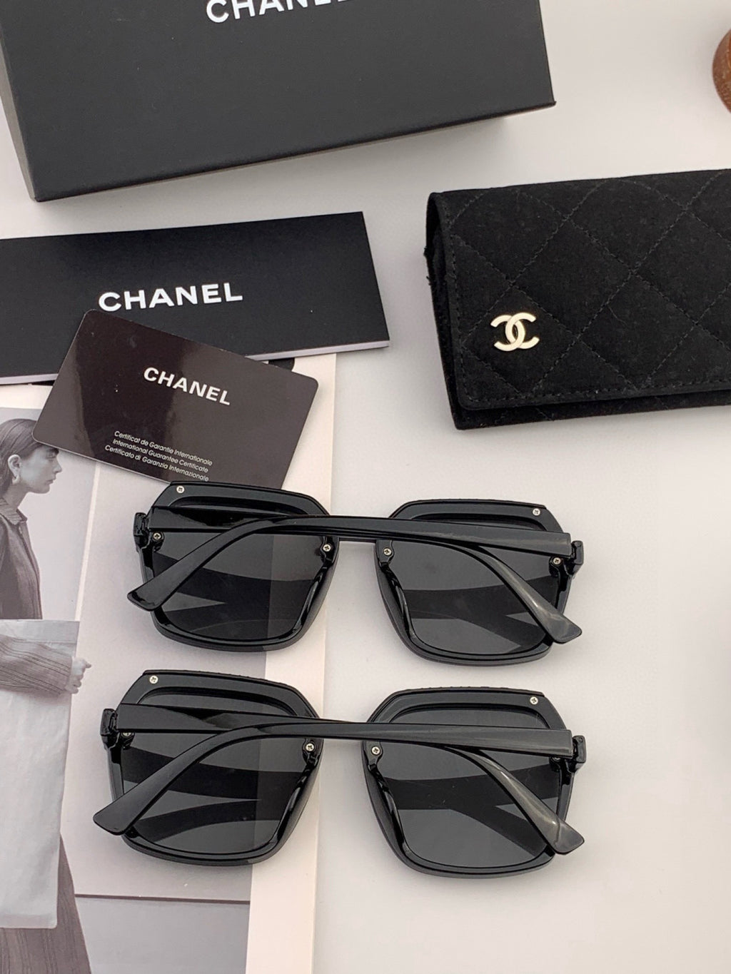 Chanel CH0148 Oversized Black Lens Sunglasses for Men & Women - detail image 6
