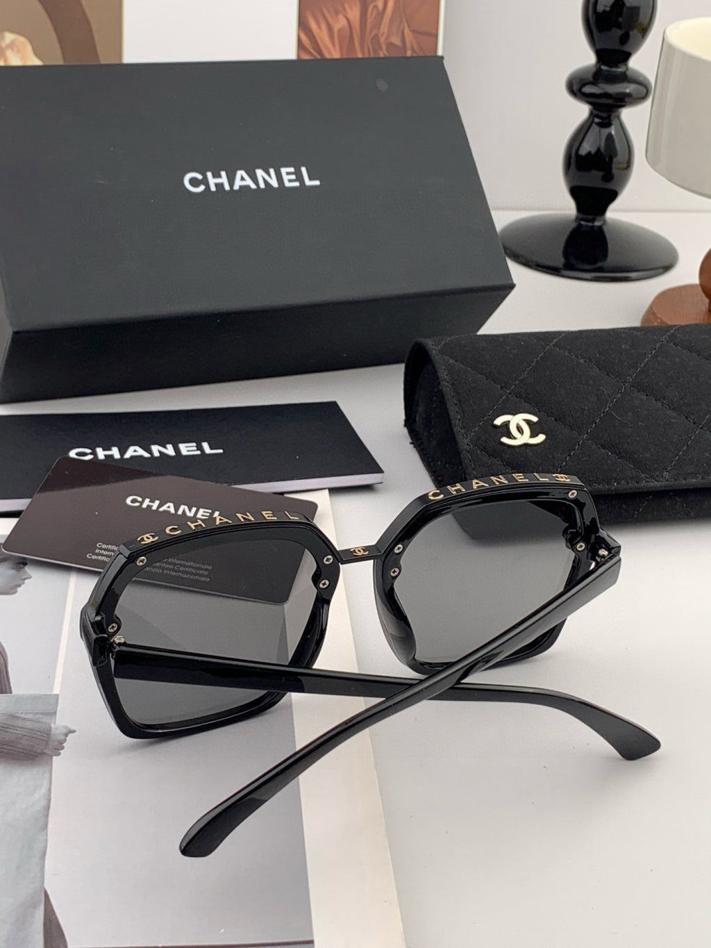 Chanel CH0148 Oversized Black Lens Sunglasses for Men & Women - detail image 3