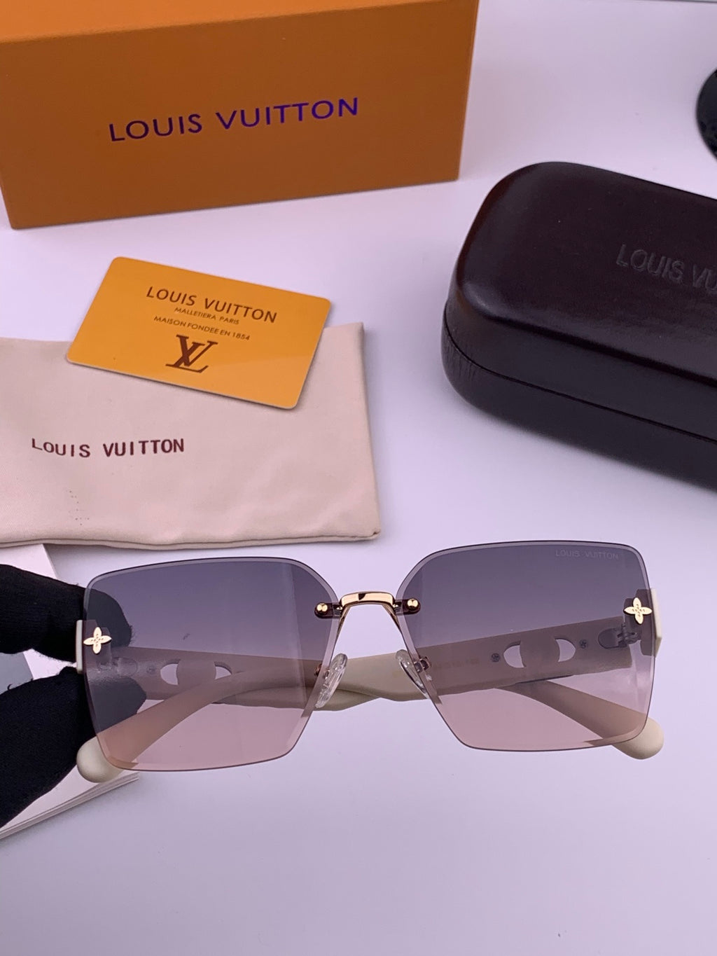 Louis Vuitton L8972 Square Gold Lens Sunglasses for Men & Women