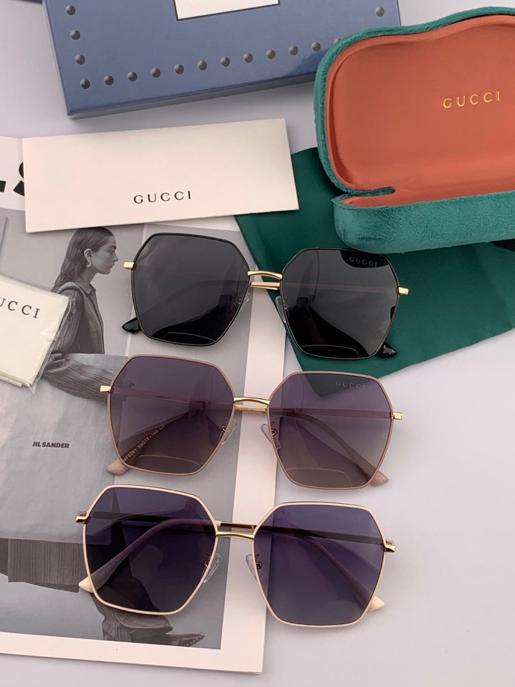Gucci G1826 Polarized Oversized Gold Lens Sunglasses for Men & Women - detail image 7