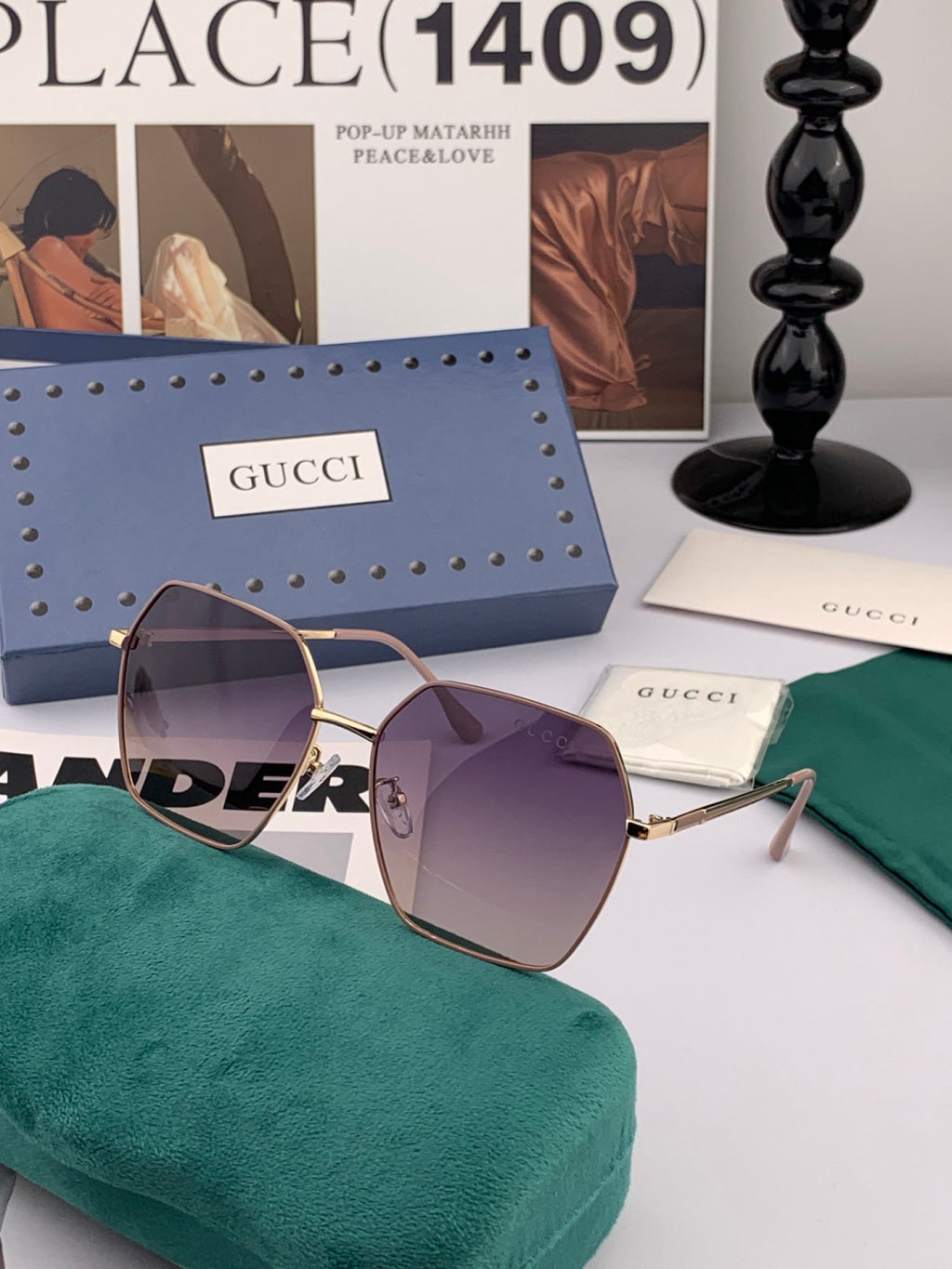 Gucci G1826 Polarized Oversized Gold Lens Sunglasses for Men & Women - detail image 6