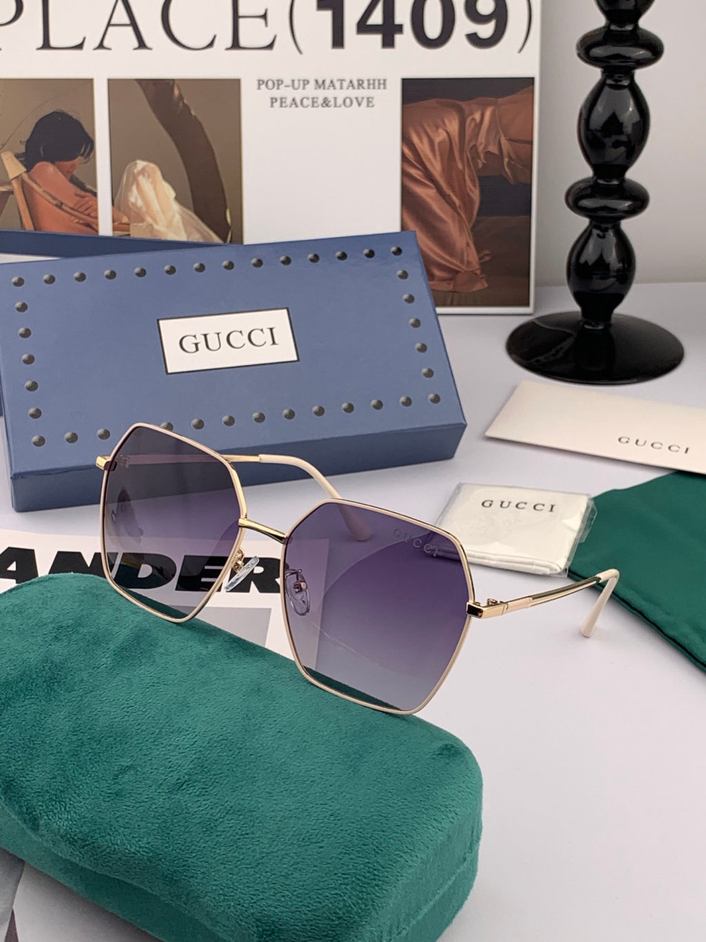 Gucci G1826 Polarized Oversized Gold Lens Sunglasses for Men & Women - detail image 4