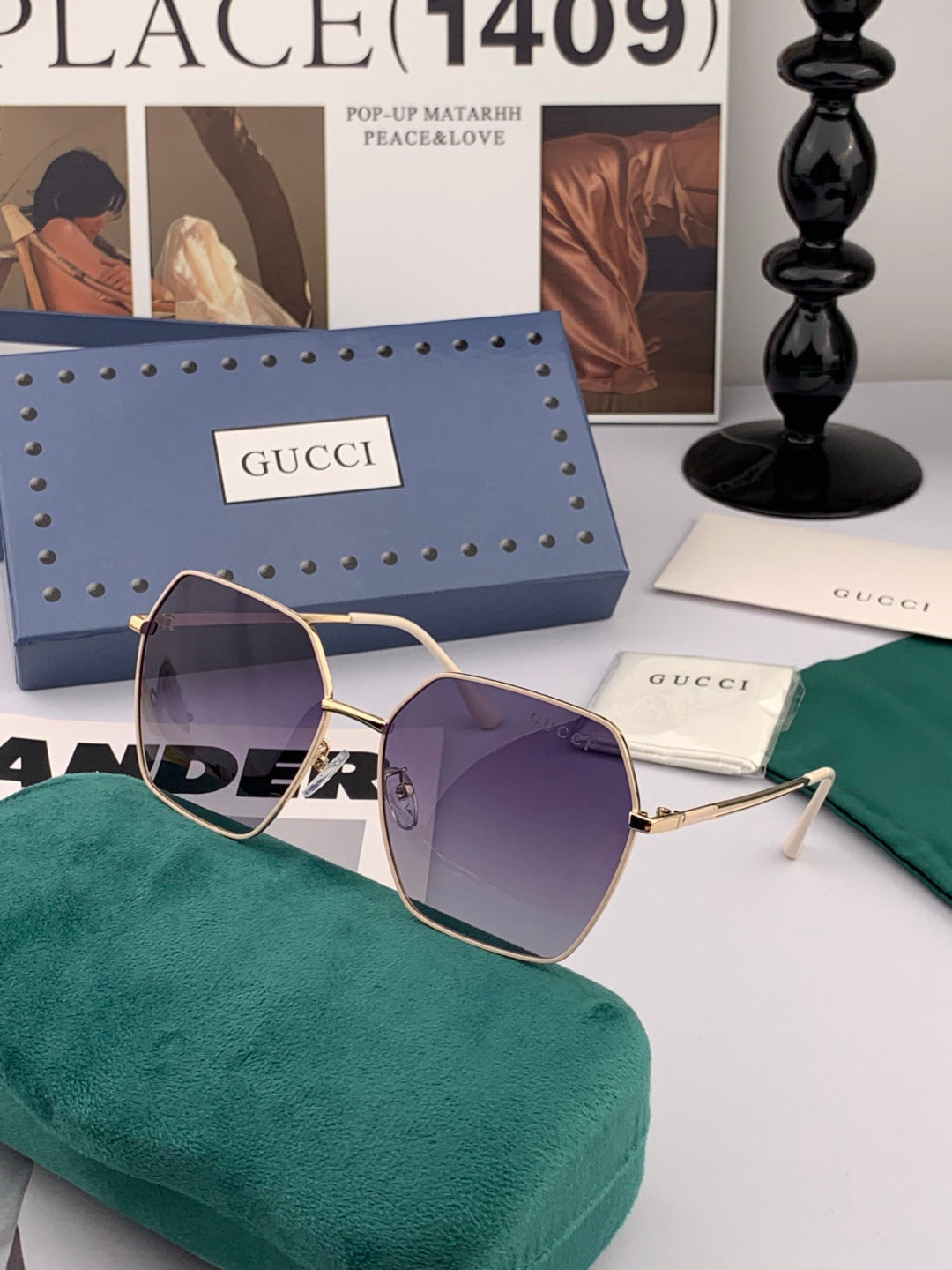 Gucci G1826 Polarized Oversized Gold Lens Sunglasses for Men & Women - detail image 4