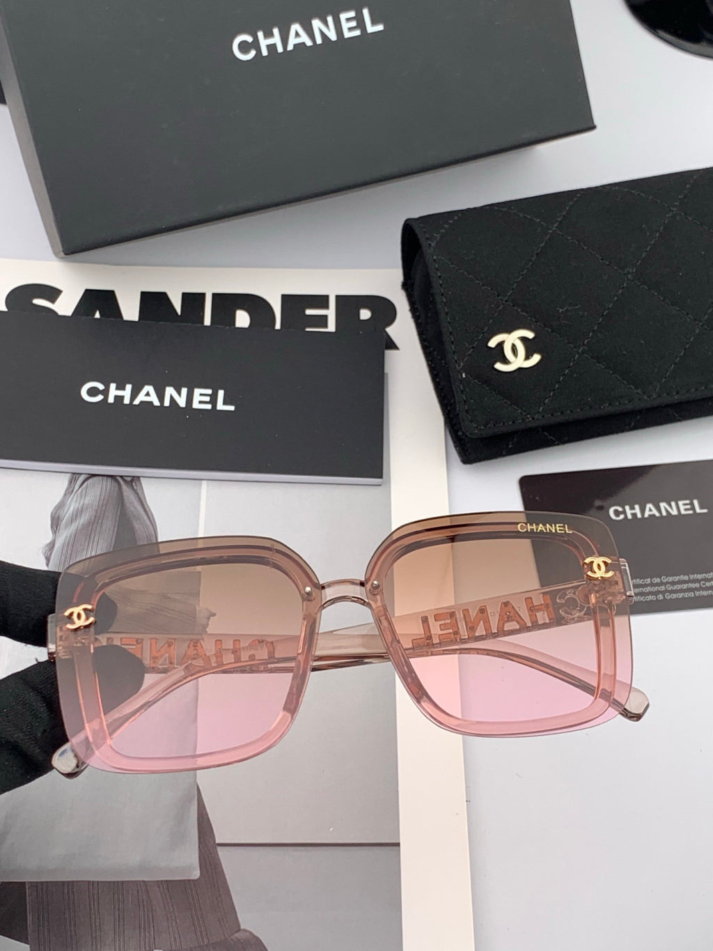 Chanel CH1954 Polarized Square Black Lens Sunglasses for Men & Women - detail image 3