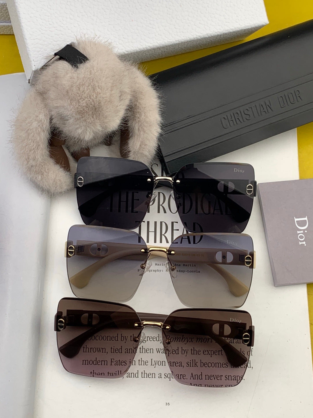 Dior D3550 Square Black Lens Sunglasses for Men & Women - 997966 - detail image 7