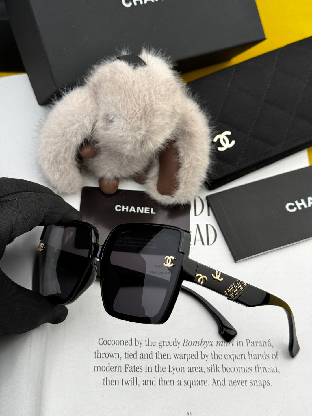 Chanel CH1130 Square Gold Lens Sunglasses for Men & Women - detail image 2