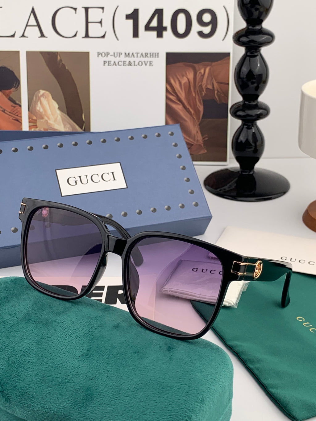 Gucci G1106 Metal Square Gold Lens Sunglasses for Men & Women - 997688 - detail image 2