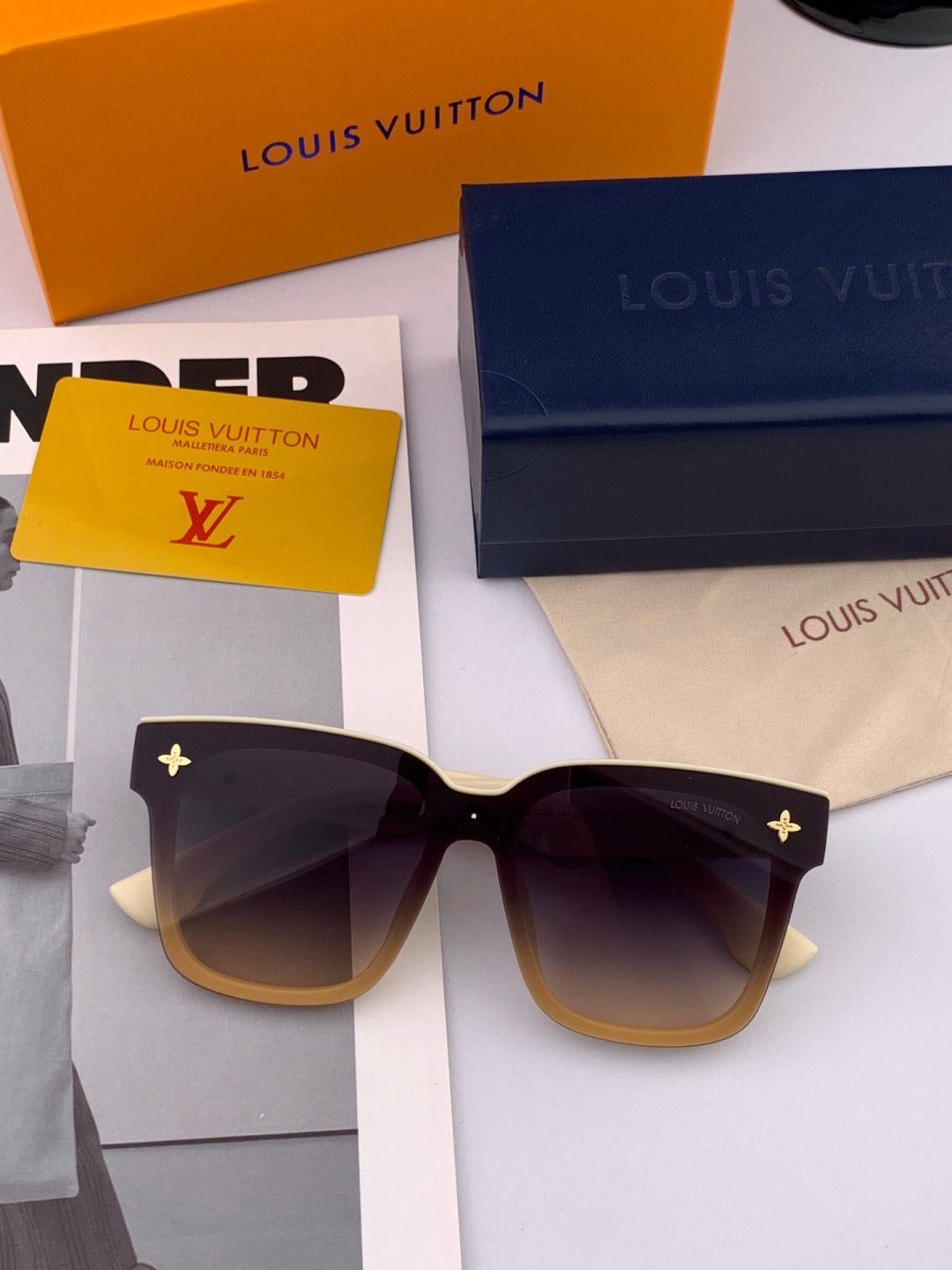 Louis Vuitton L6303 Square Black Lens Sunglasses for Men & Women