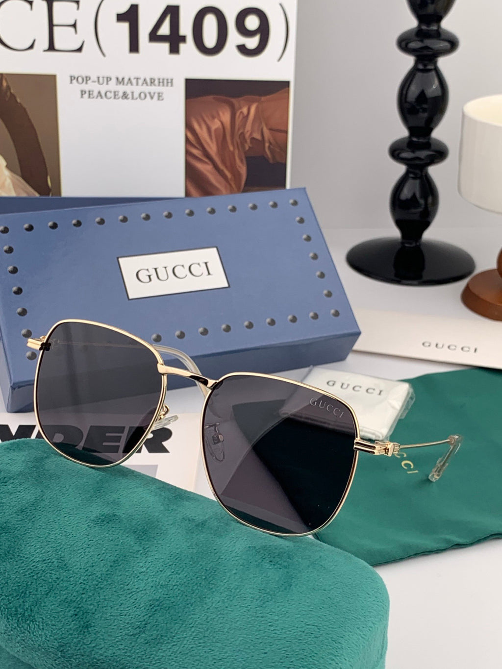 Gucci G6162 Polarized Oversized Black Lens Sunglasses for Men & Women - 997618 - detail image 4