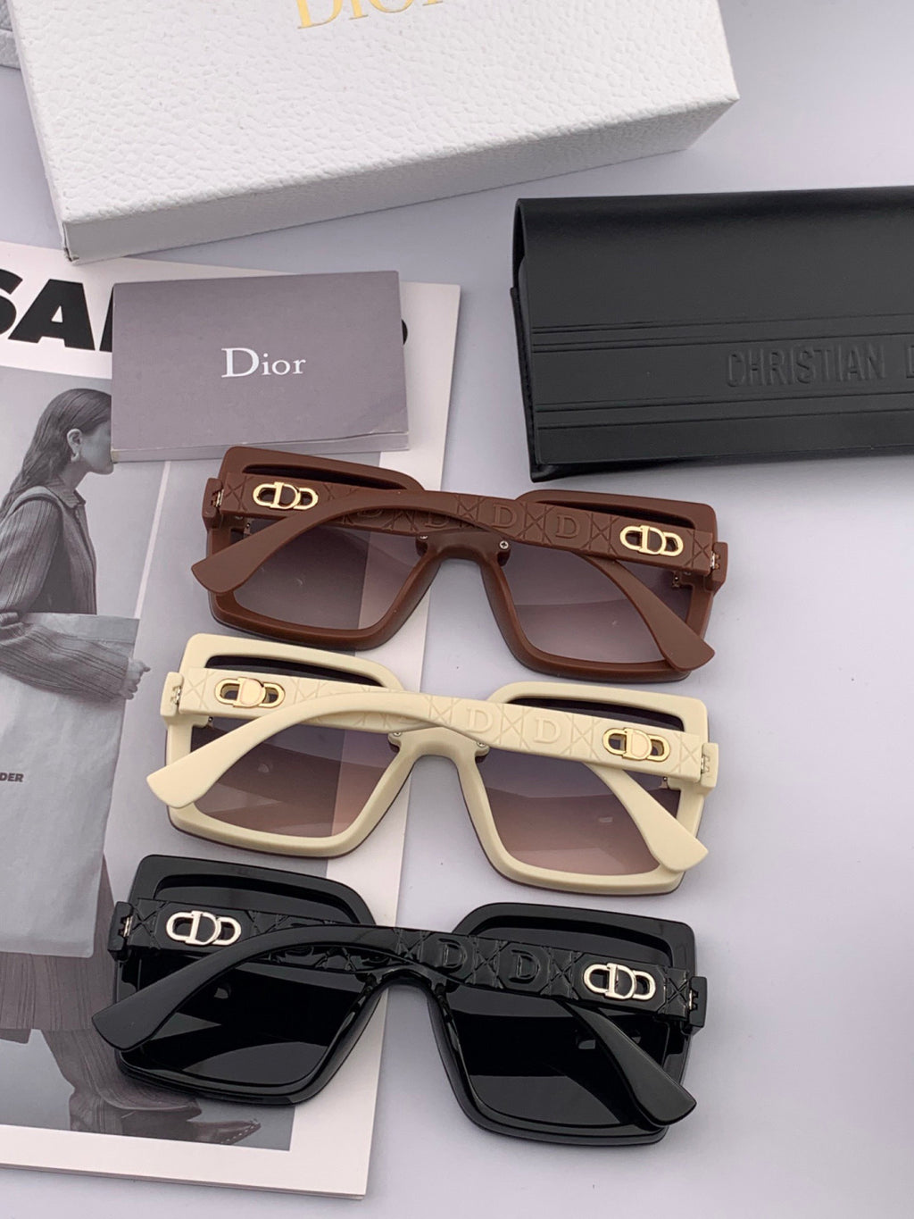 Dior D2302 Square Black Lens Sunglasses for Men & Women - detail image 7