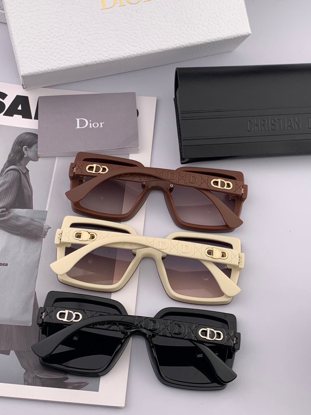 Dior D2302 Square Black Lens Sunglasses for Men & Women - detail image 7