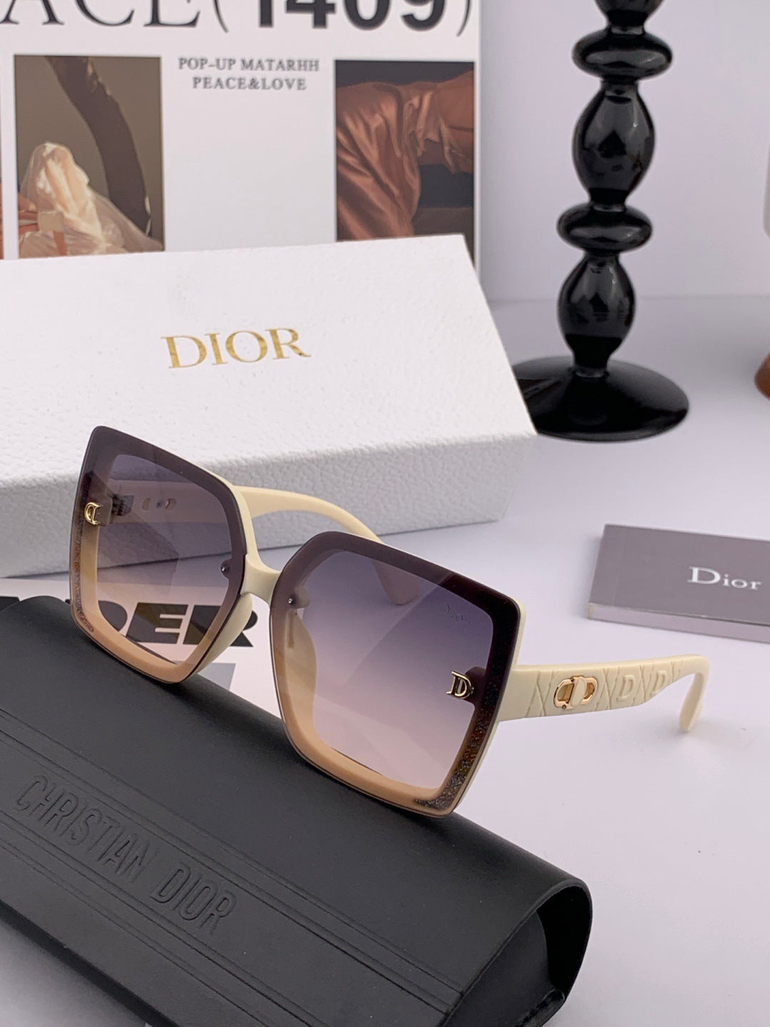 Dior D2302 Square Black Lens Sunglasses for Men & Women - detail image 6