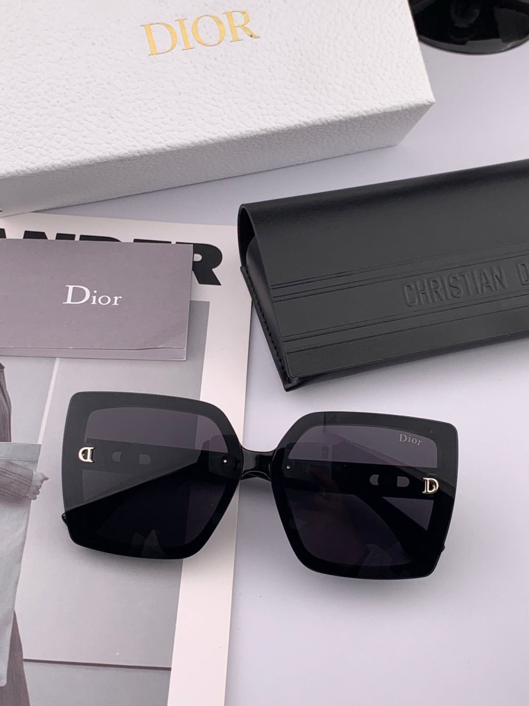 Dior D2302 Square Black Lens Sunglasses for Men & Women - detail image 2