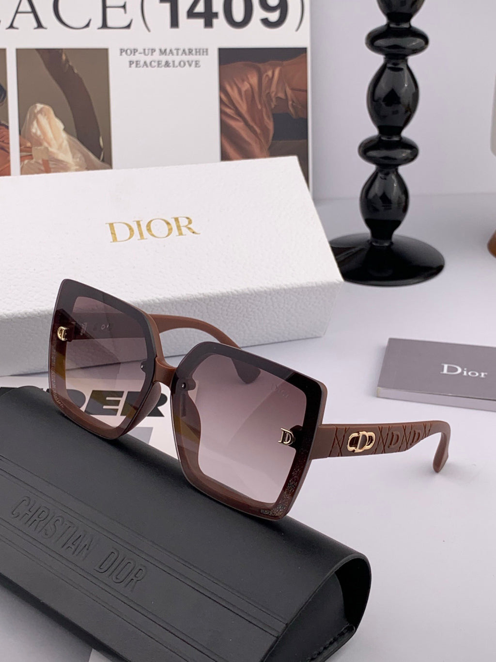 Dior D2302 Square Black Lens Sunglasses for Men & Women - detail image 4