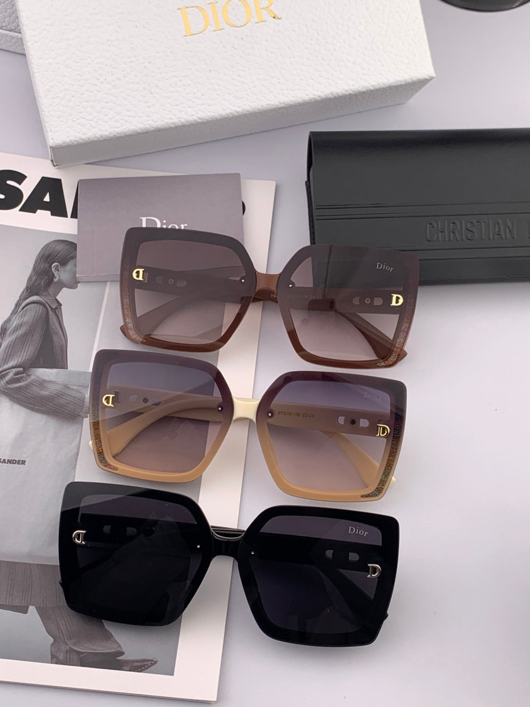 Dior D2302 Square Black Lens Sunglasses for Men & Women - detail image 8