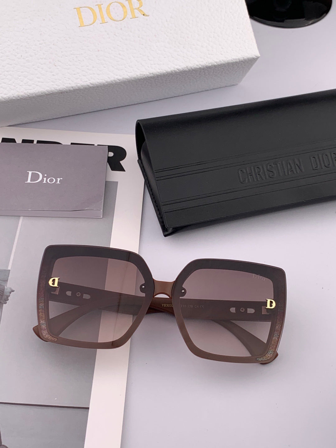 Dior D2302 Square Black Lens Sunglasses for Men & Women