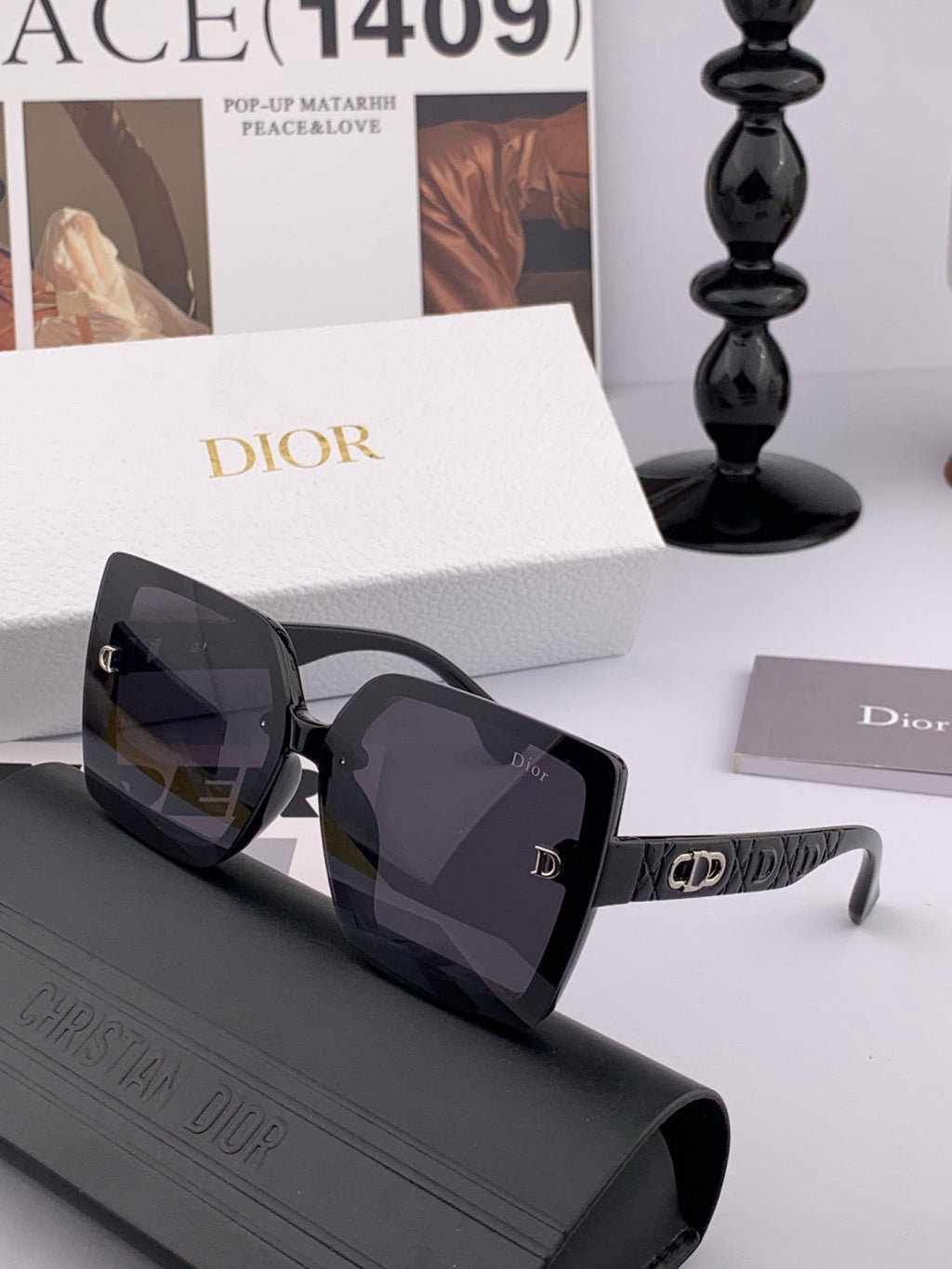Dior D2302 Square Black Lens Sunglasses for Men & Women - detail image 5