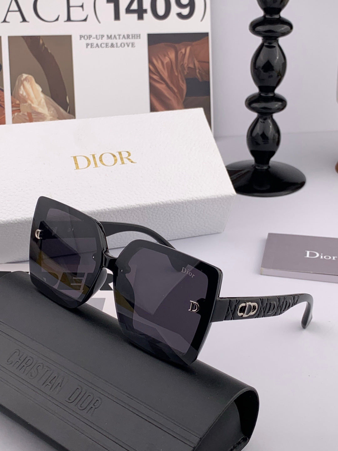 Dior D2302 Square Black Lens Sunglasses for Men & Women - detail image 5
