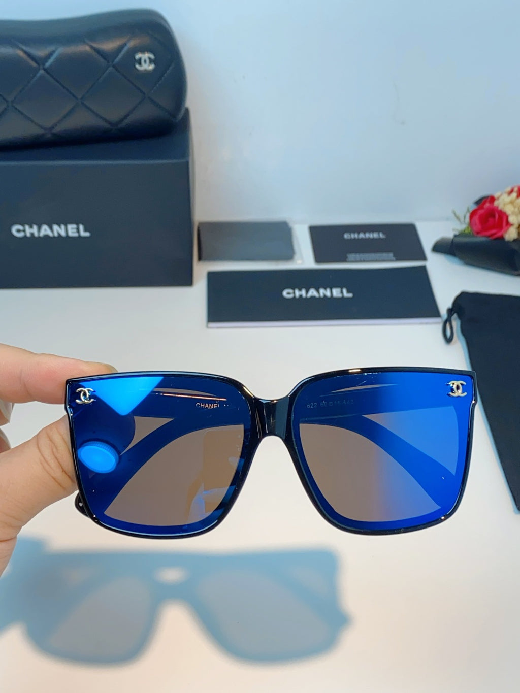 Chanel Polarized Oversized Blue Lens Sunglasses for Men & Women - 997742 - detail image 4