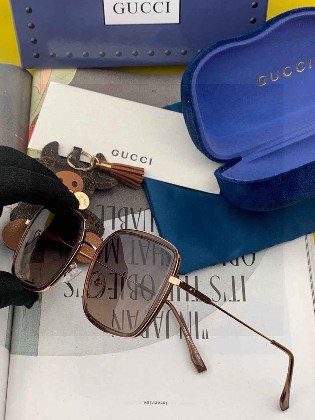 Gucci G9535 Metal Fashion Black Lens Sunglasses for Men & Women